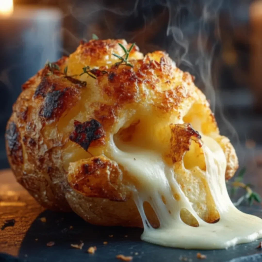 Spooky Halloween Skull Potatoes with melty cheese