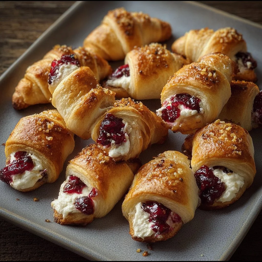 Delicious Cranberry Cream Cheese Crescent Bites on a platter