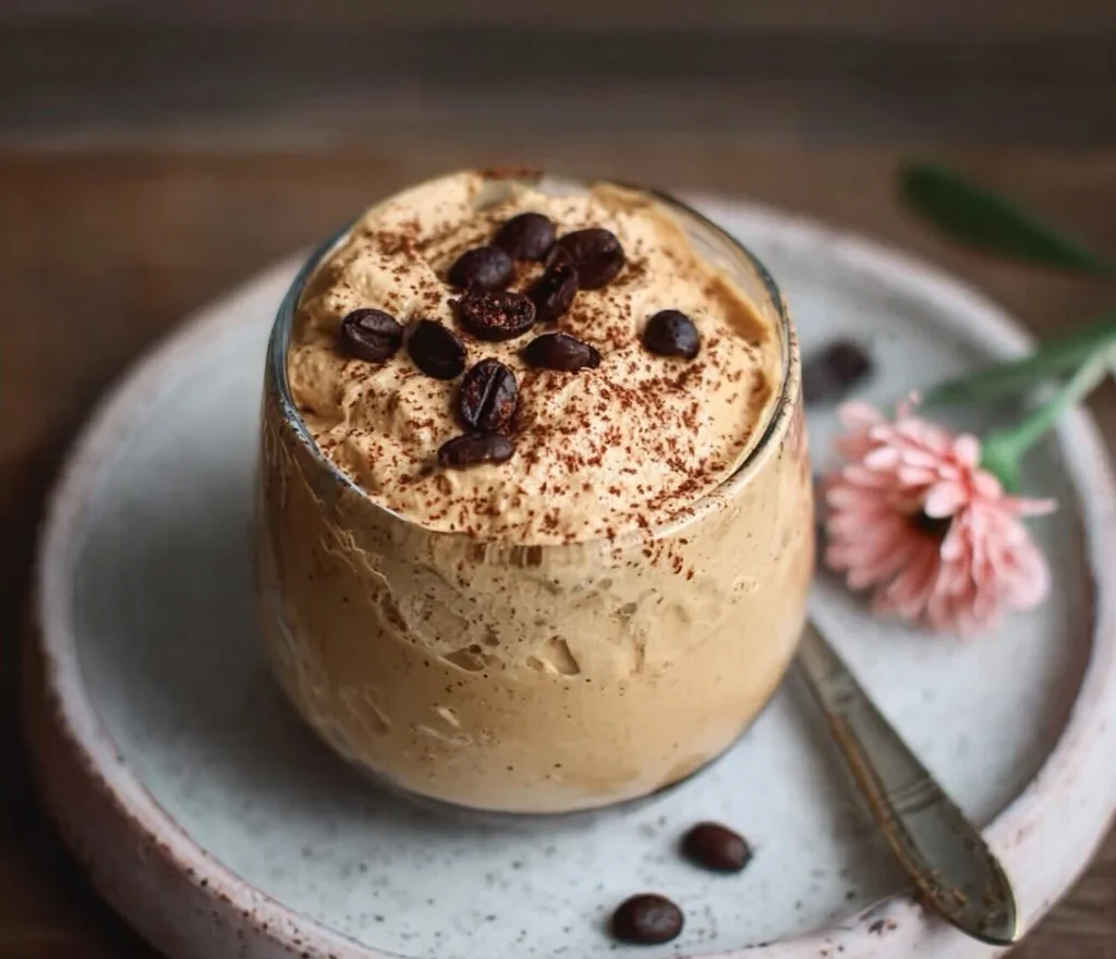 Delicious and creamy easy coffee mousse dessert ready to serve.