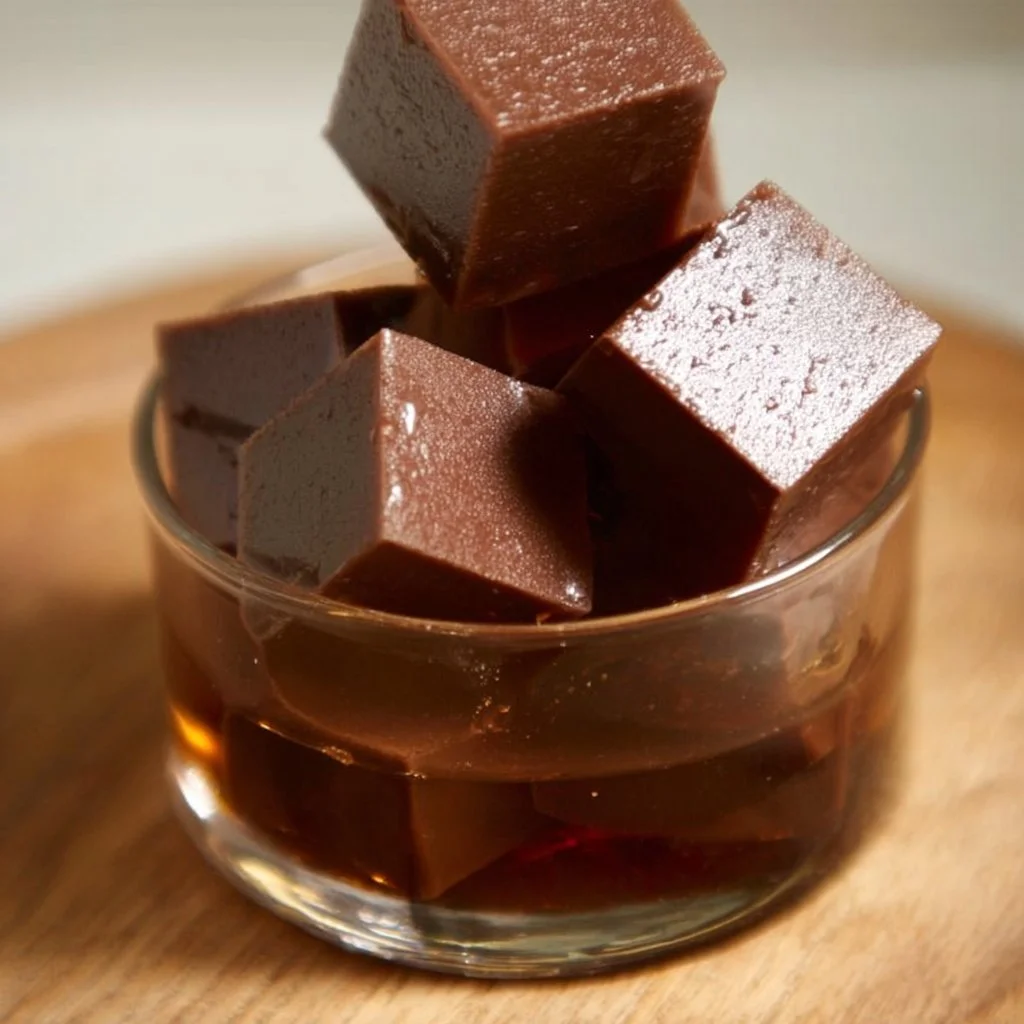 Delicious healthy homemade chocolate jello in a bowl