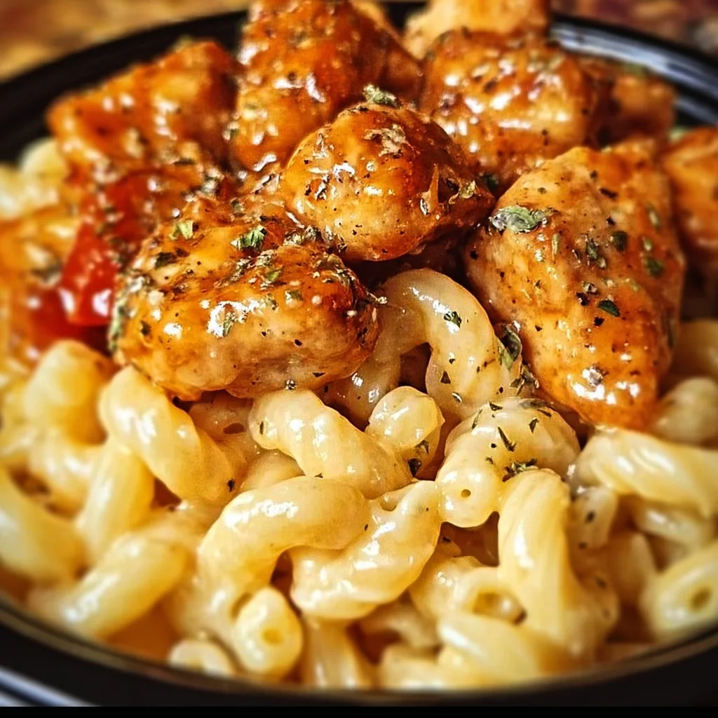 Delicious Honey Pepper Chicken Mac and Cheese inspired by Applebee's