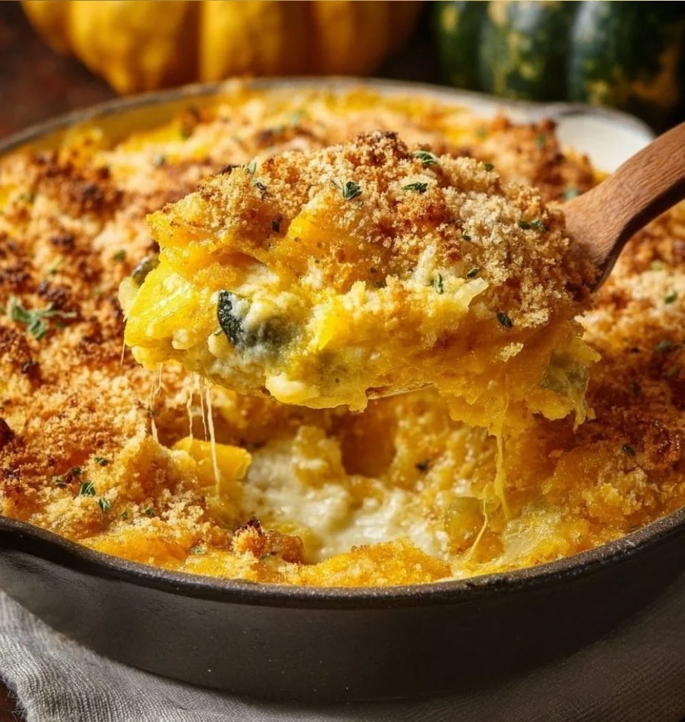 Delicious Cracker Barrel squash casserole ready to be served