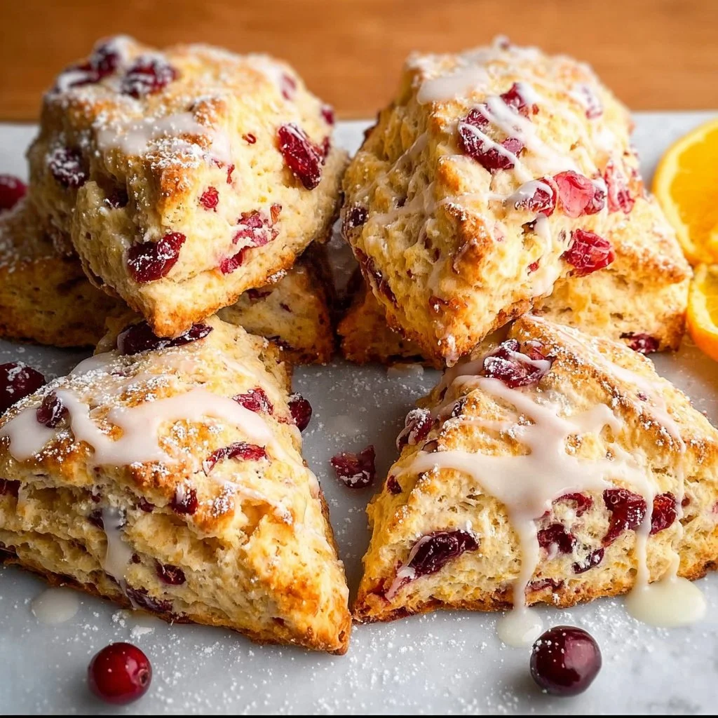 Homemade cranberry orange scones on a plate