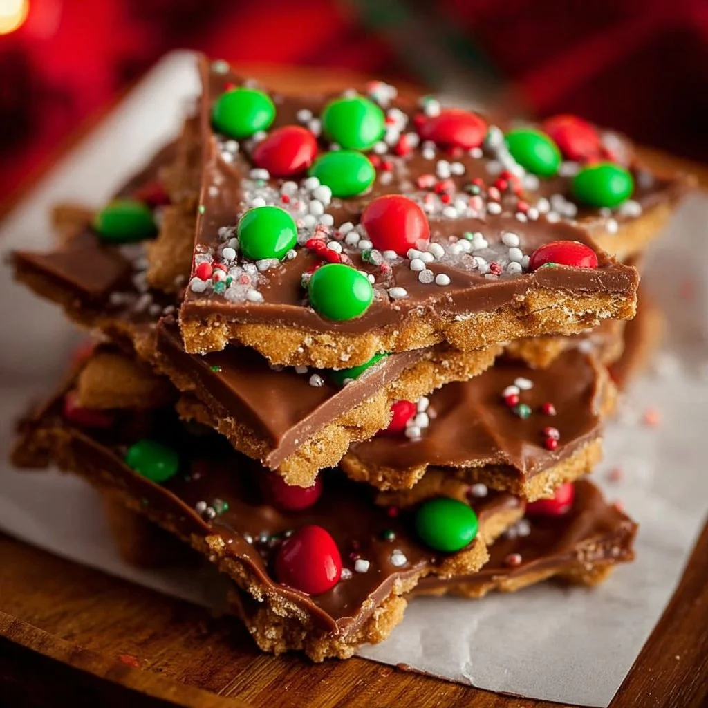 Easy Christmas bark made with graham crackers for festive treats