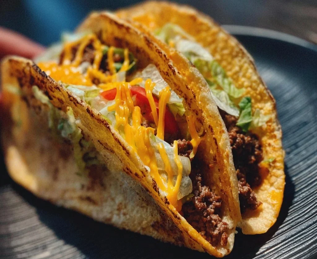 Easy Smash Burger Tacos served on a plate with toppings