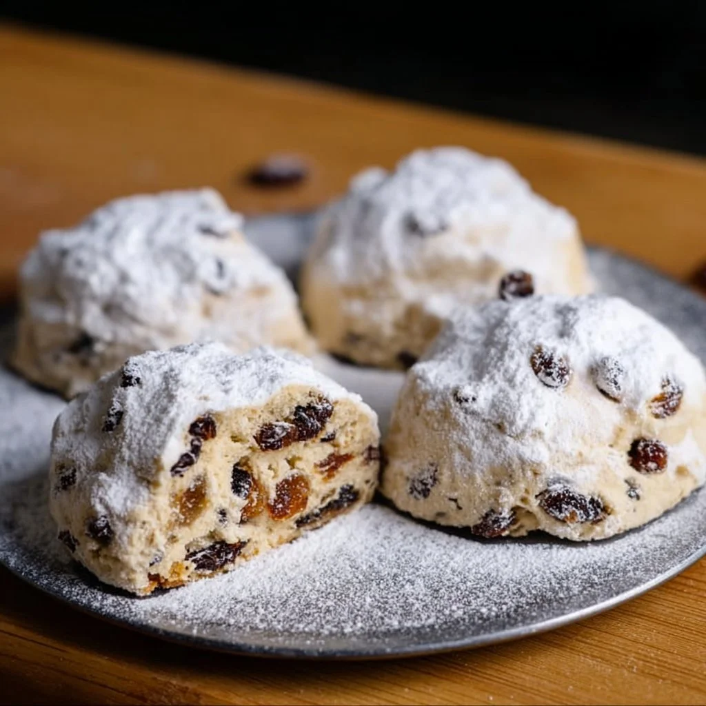 Delicious German Stollen Bites made with dried fruits and nuts