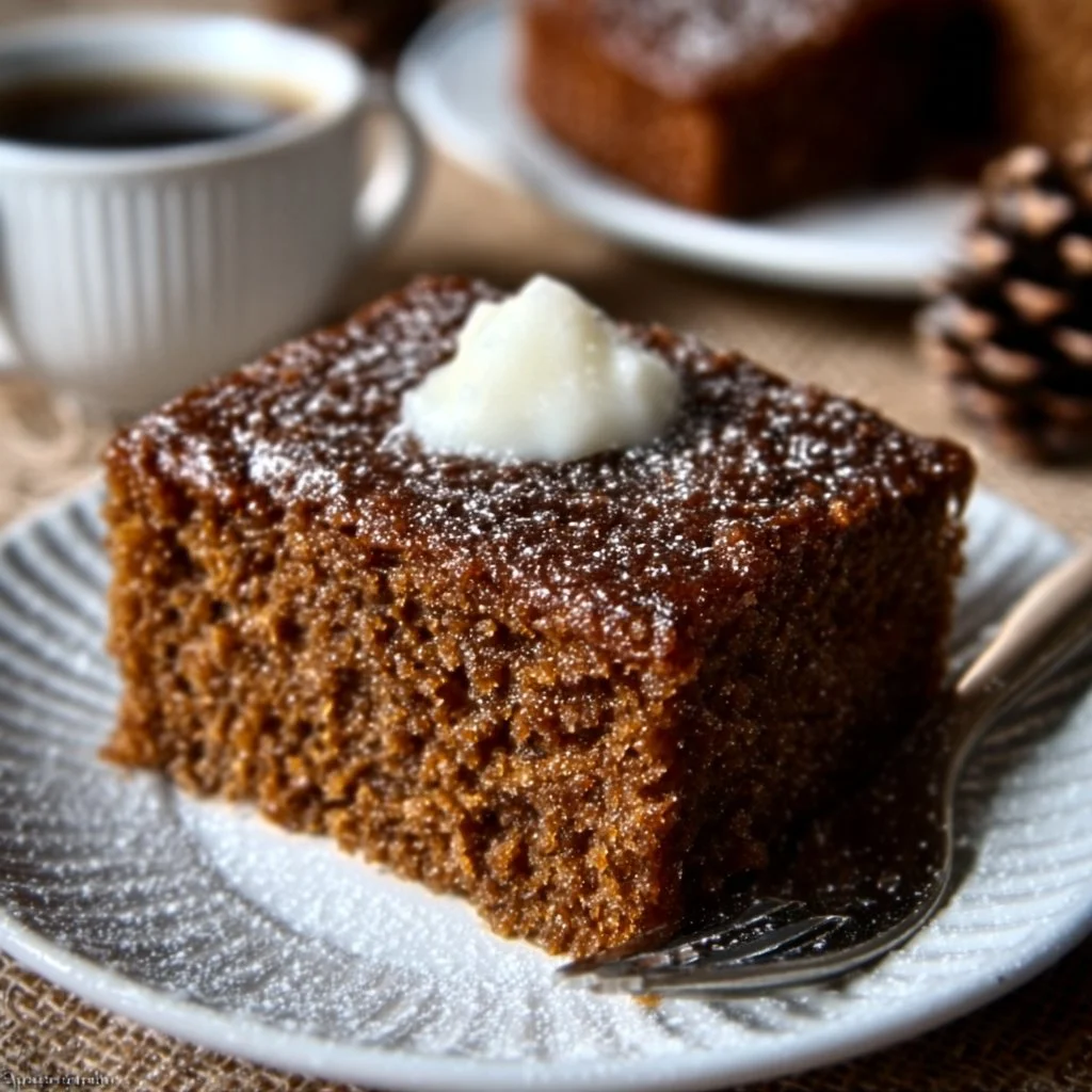 Quick and easy gingerbread cake decorated with icing and spices