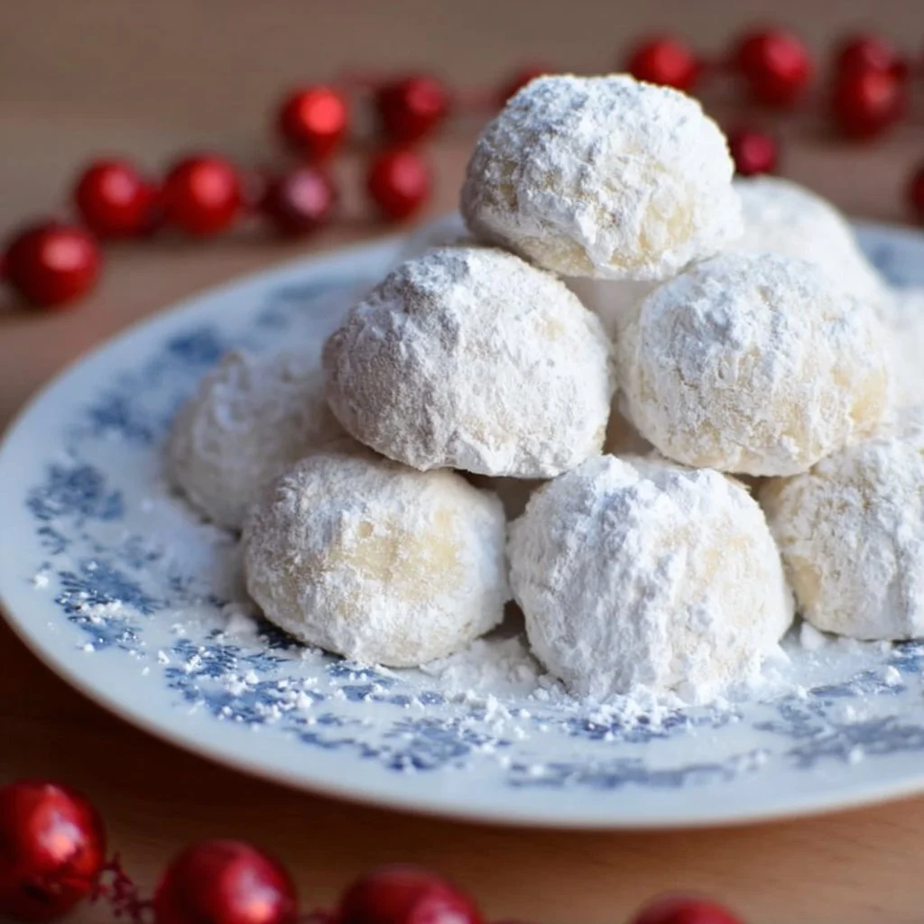 Delicious homemade Snowball Cookies dusted with powdered sugar