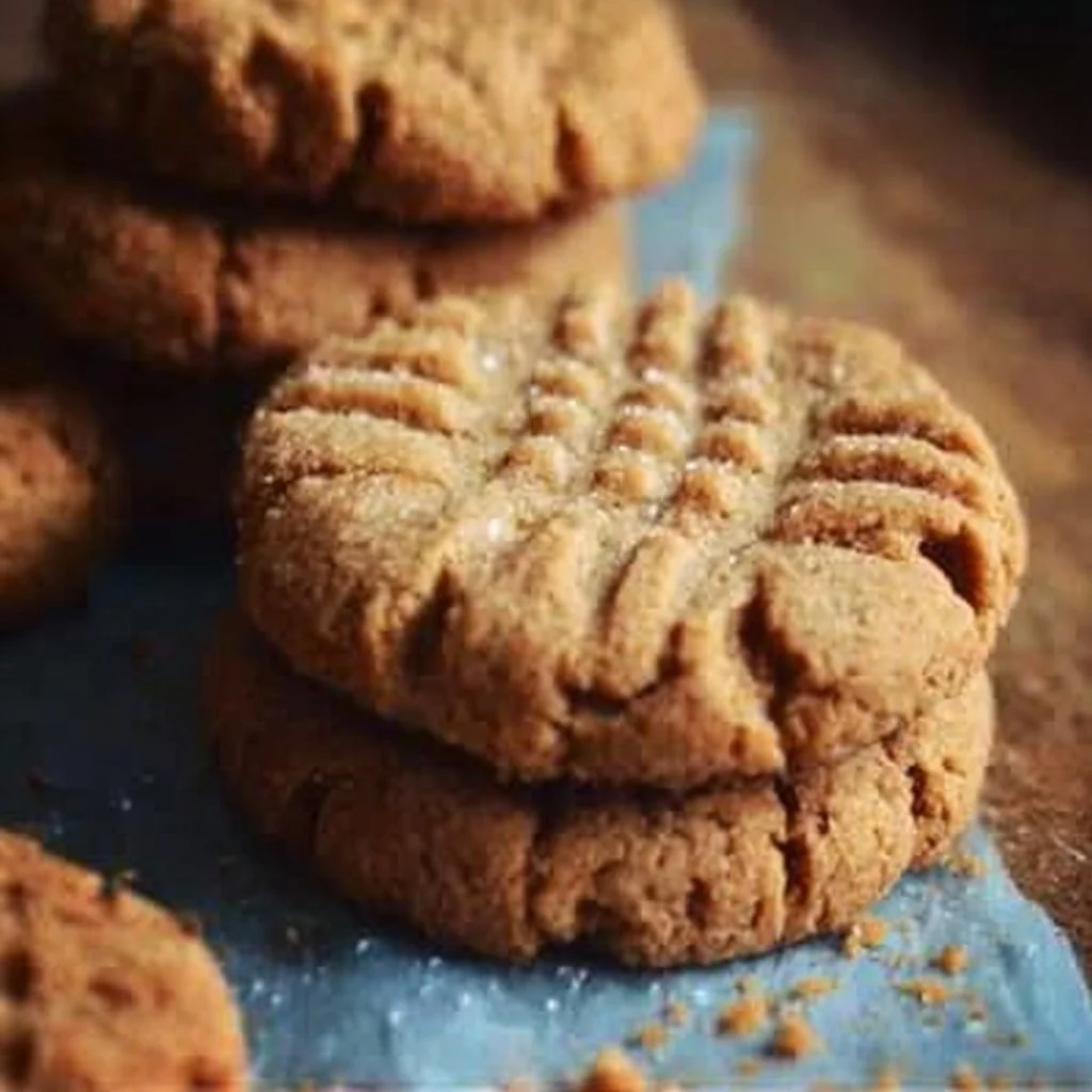 Delicious sugar-free peanut butter cookies on a baking sheet