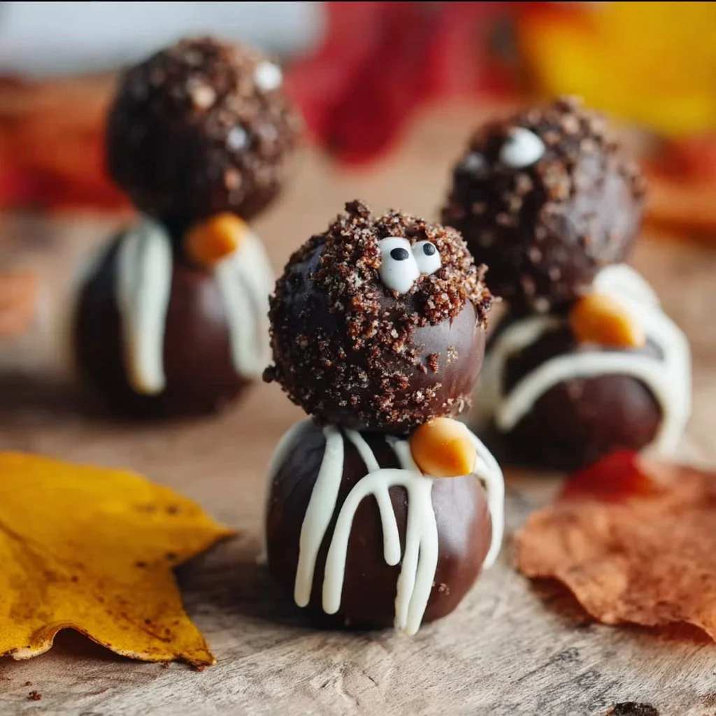 Thanksgiving Oreo balls arranged on a festive platter