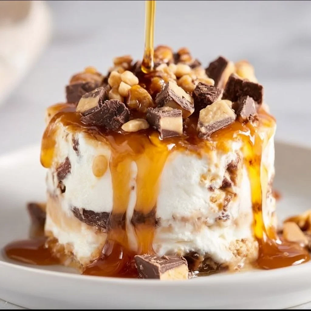 Delicious Turtle Dessert featuring chocolate, caramel, and pecans.