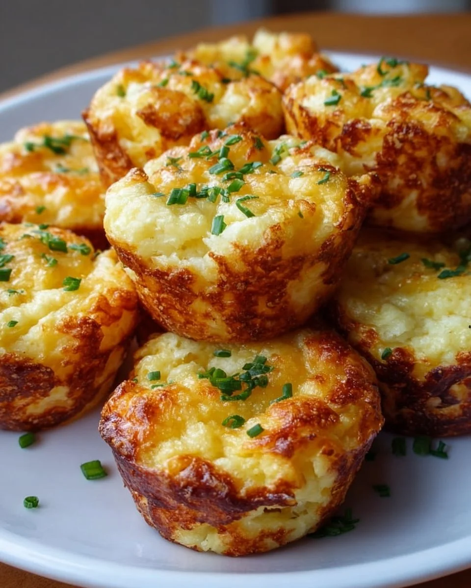 Delicious baked cheesy mashed potato puffs served on a plate.