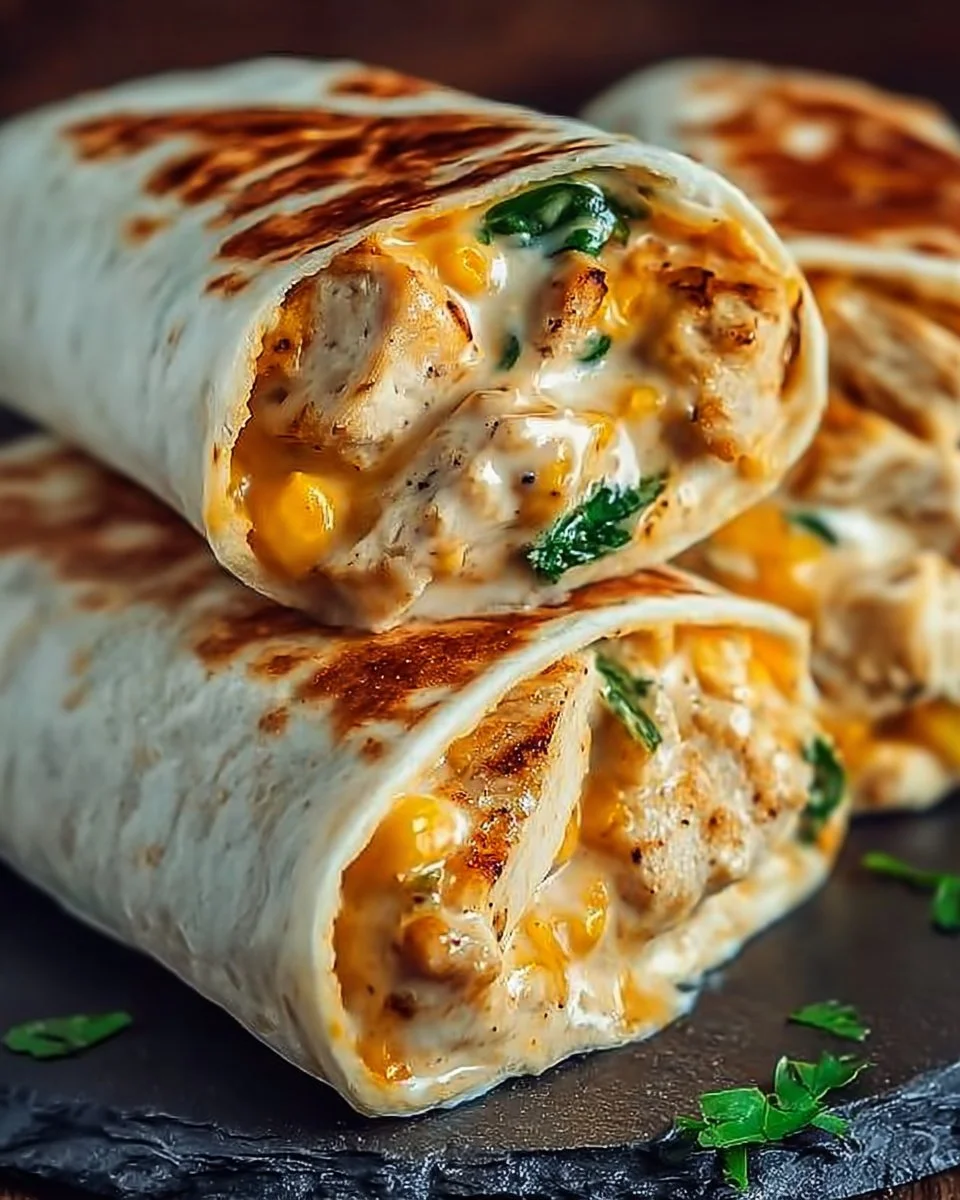 Delicious Cheesy Chicken Wraps filled with chicken and cheese