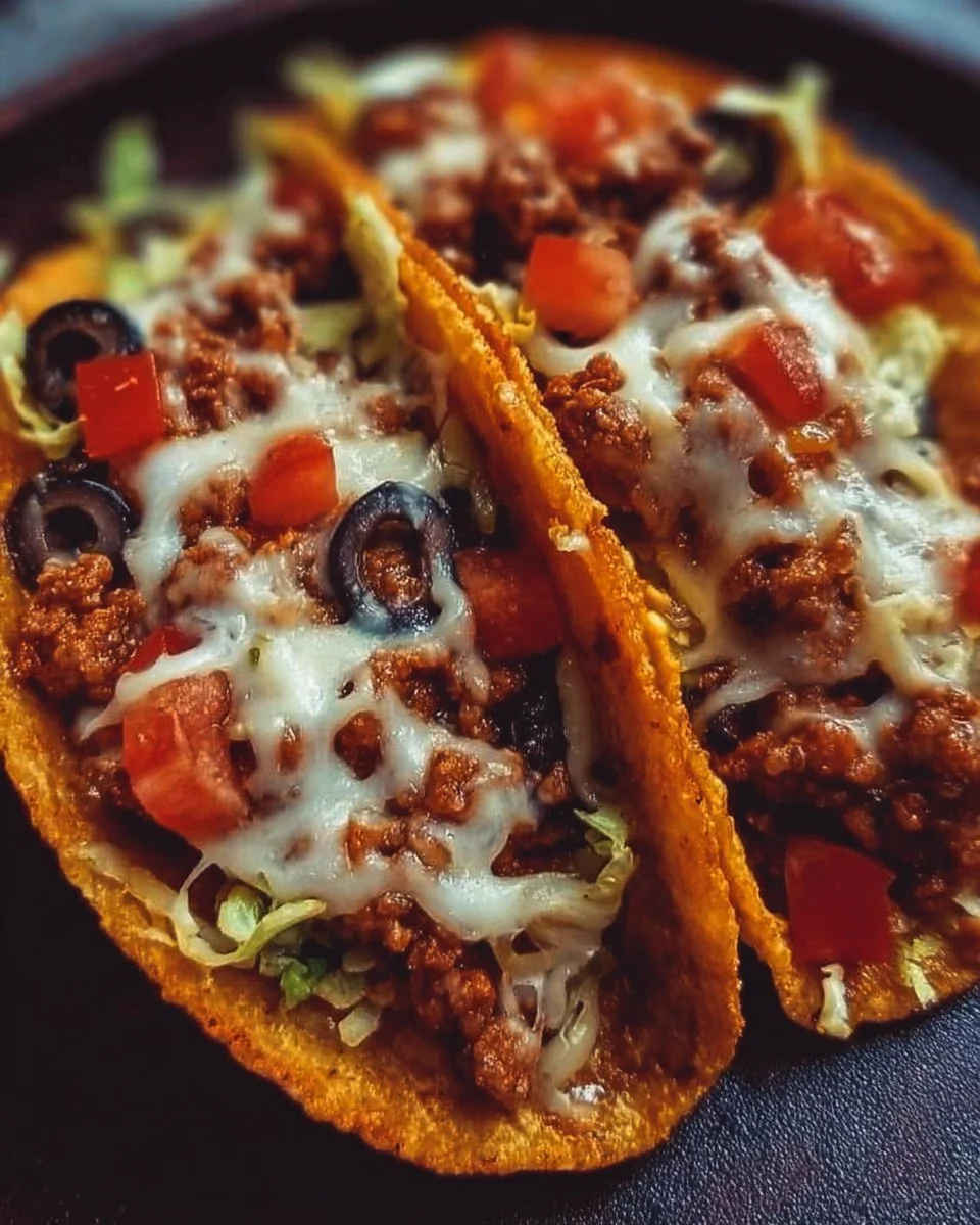 Delicious Meat Lovers Pizza Tacos topped with savory meats and fresh ingredients