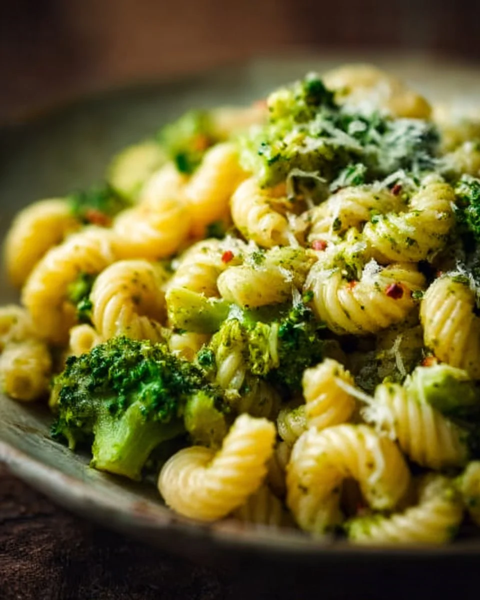 Delicious quick broccoli pasta on a plate, perfect for a weeknight dinner.