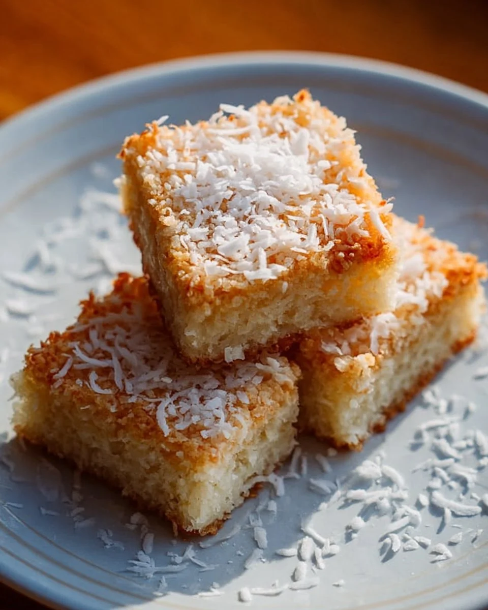 3-Ingredient coconut bars on a plate ready to enjoy.