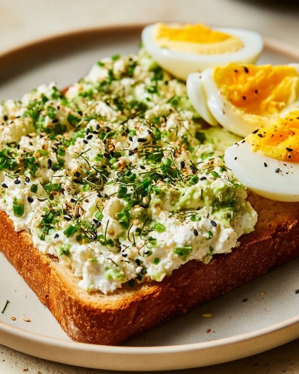 30-Minute cottage cheese breakfast toast topped with fresh ingredients