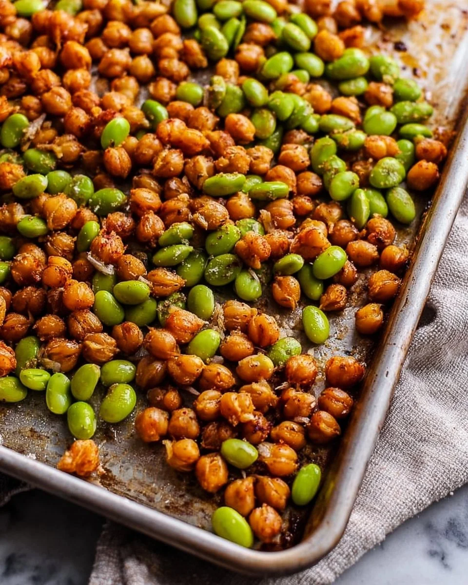 Bowl of roasted chickpeas and edamame, a healthy snack option