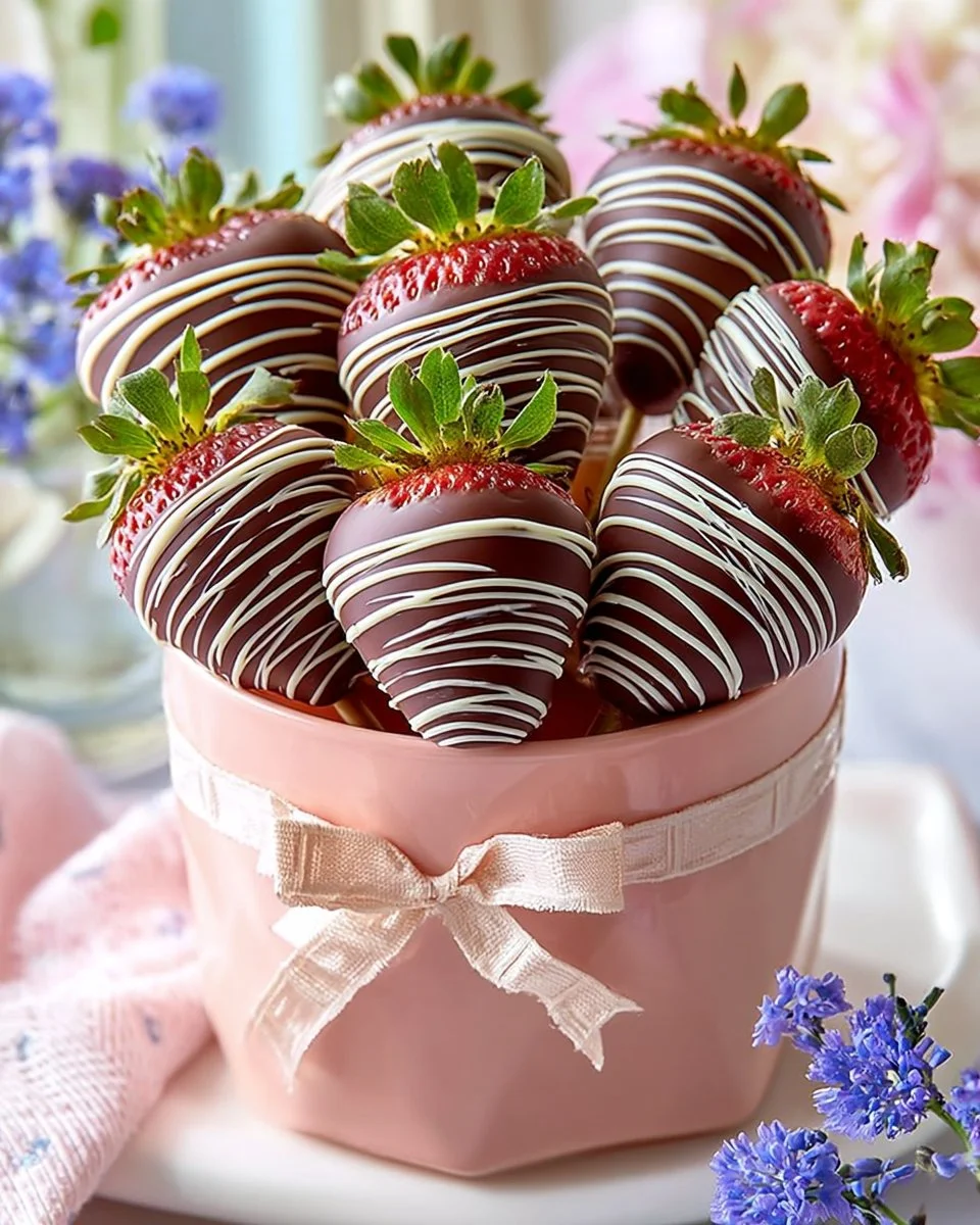 Bouquet of chocolate covered strawberries elegantly arranged for gifting