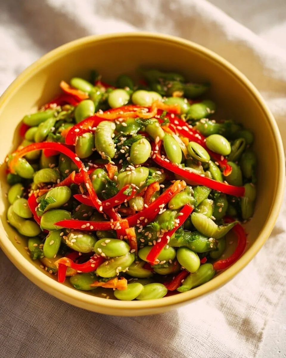 Deliciously roasted edamame salad with fresh ingredients