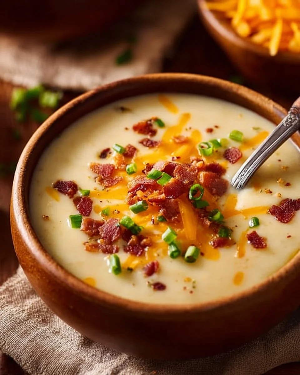 Hearty Instant Pot potato soup with cream cheese in a bowl