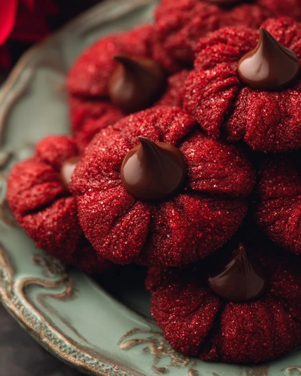 Hershey's Red Velvet Blossoms cookies with cream cheese frosting