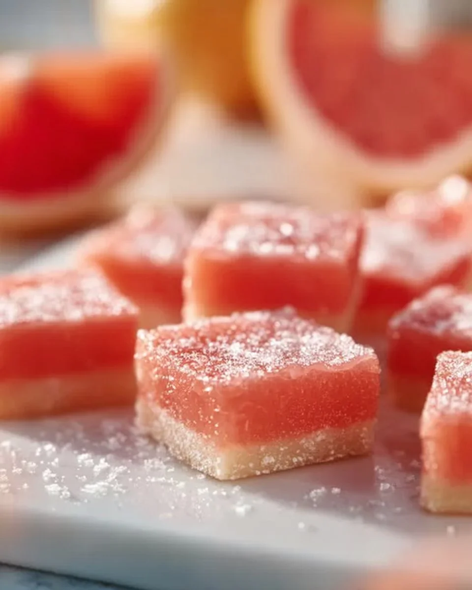 Delicious homemade grapefruit bars with a tangy citrus flavor.