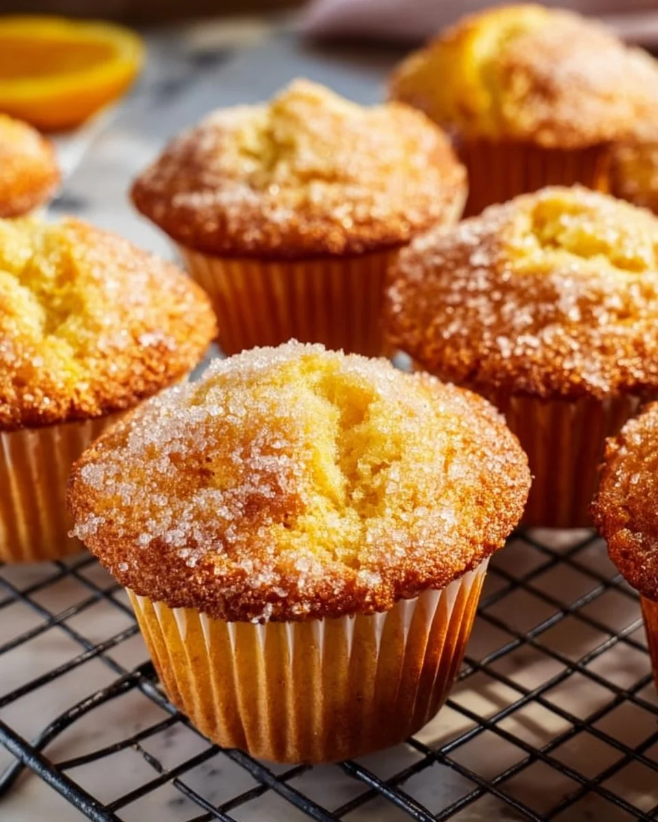 Delicious orange and cardamom muffins topped with zest and spices