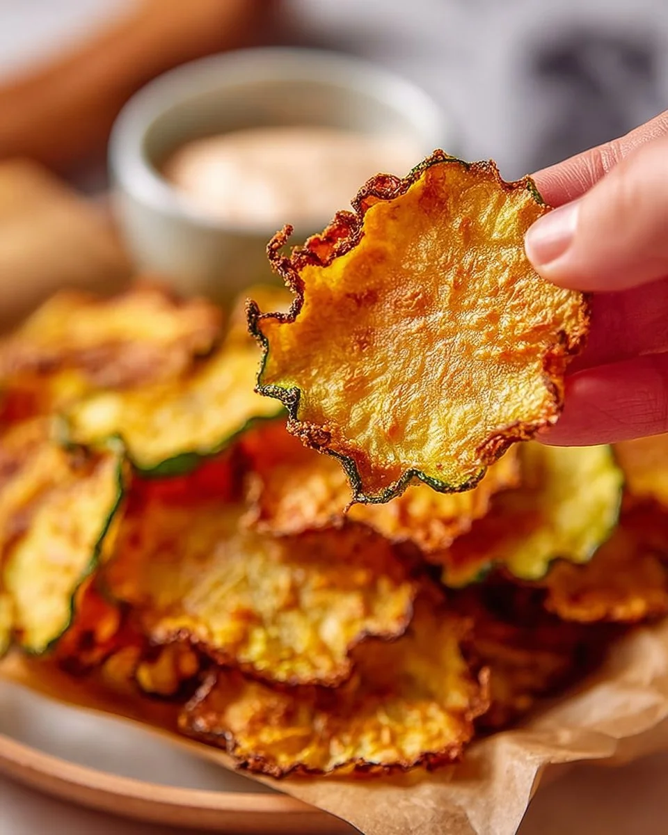 Bowl of paleo dehydrated zucchini chips, a healthy snack option