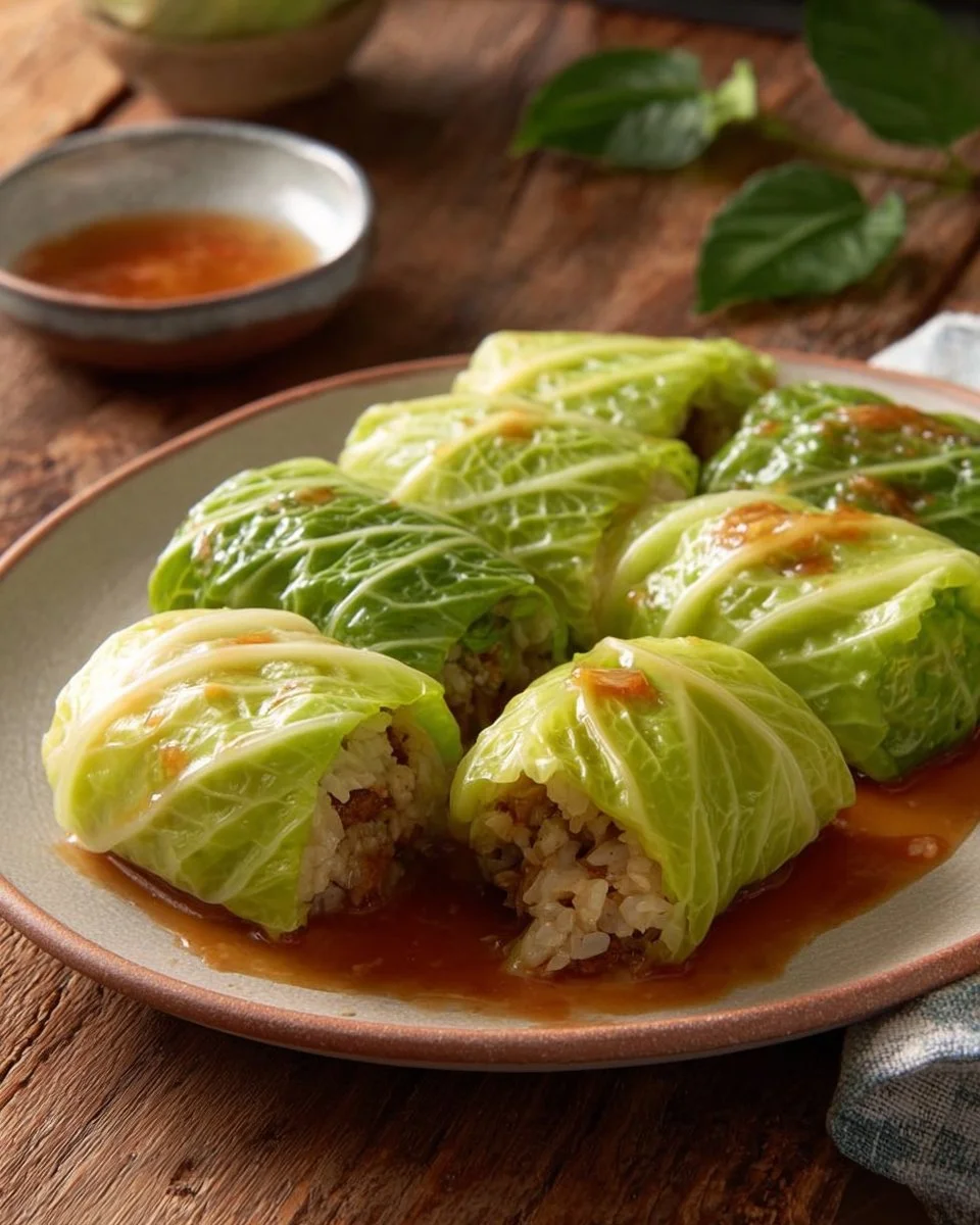 Delicious quick Napa cabbage rolls ready to serve