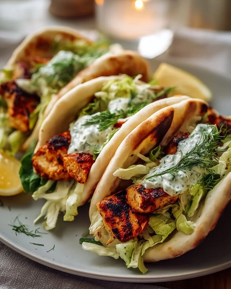 Delicious sheet pan chicken pitas topped with herby ranch dressing