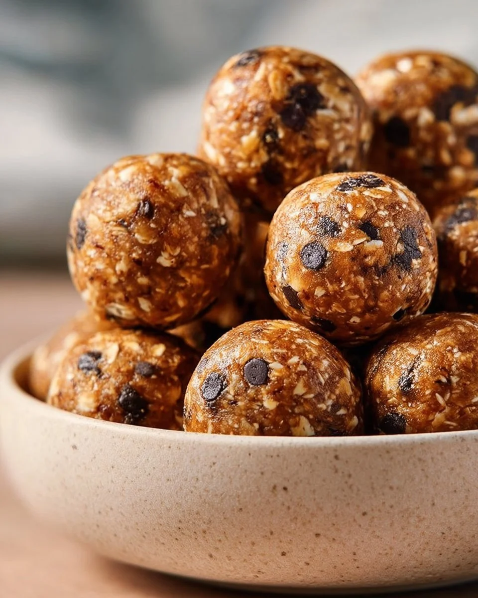 Simple date energy balls recipe with ingredients and preparation instructions.