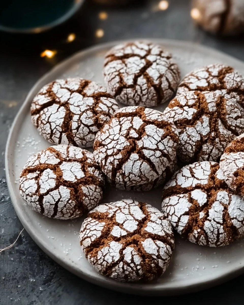 Soft and spiced gingerbread crinkle cookies on a plate