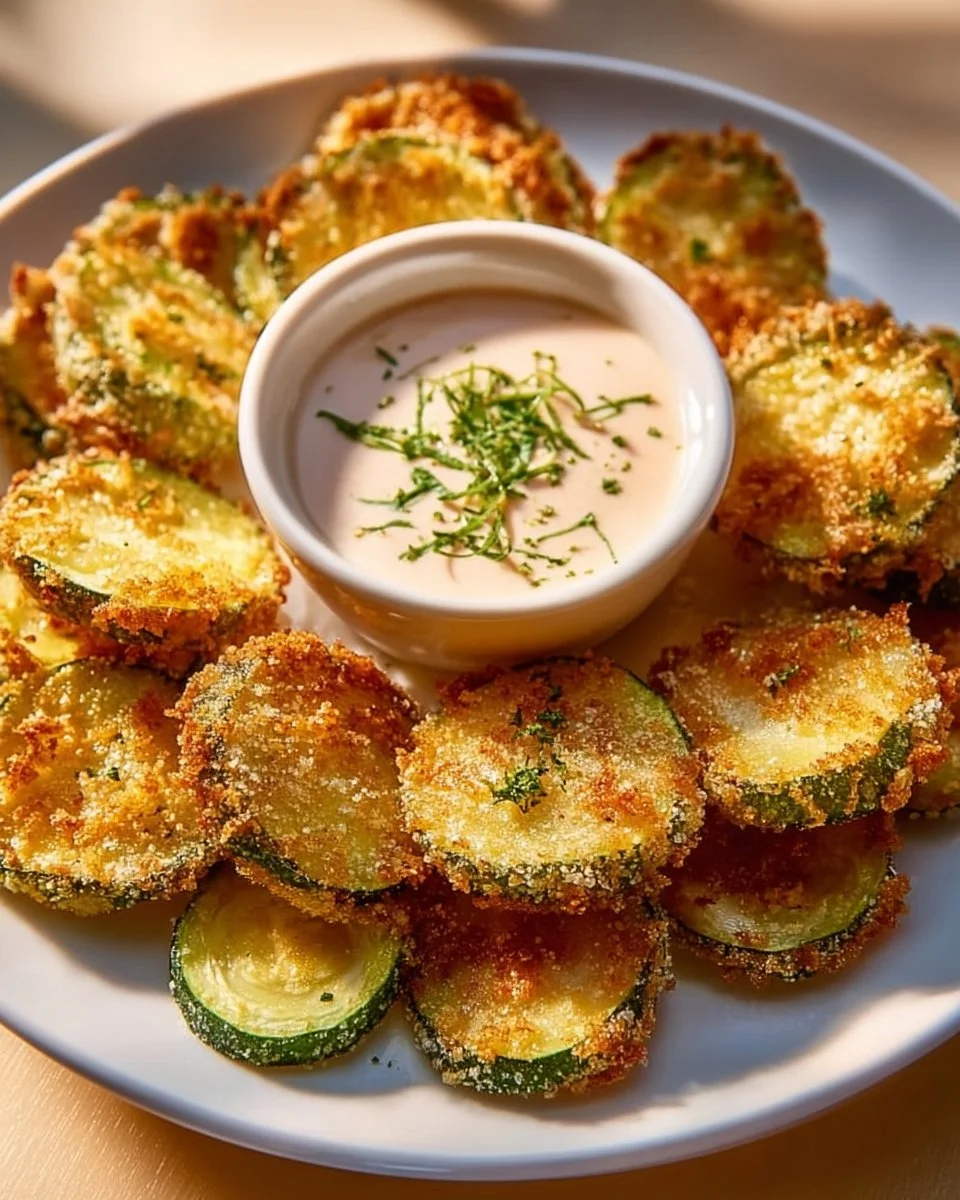 Air fryer fried pickles served in a bowl with dipping sauce.