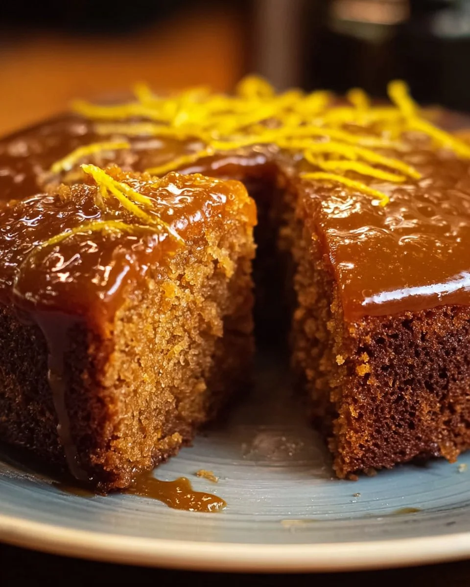 Almond Flour Gingerbread Cake topped with festive decorations