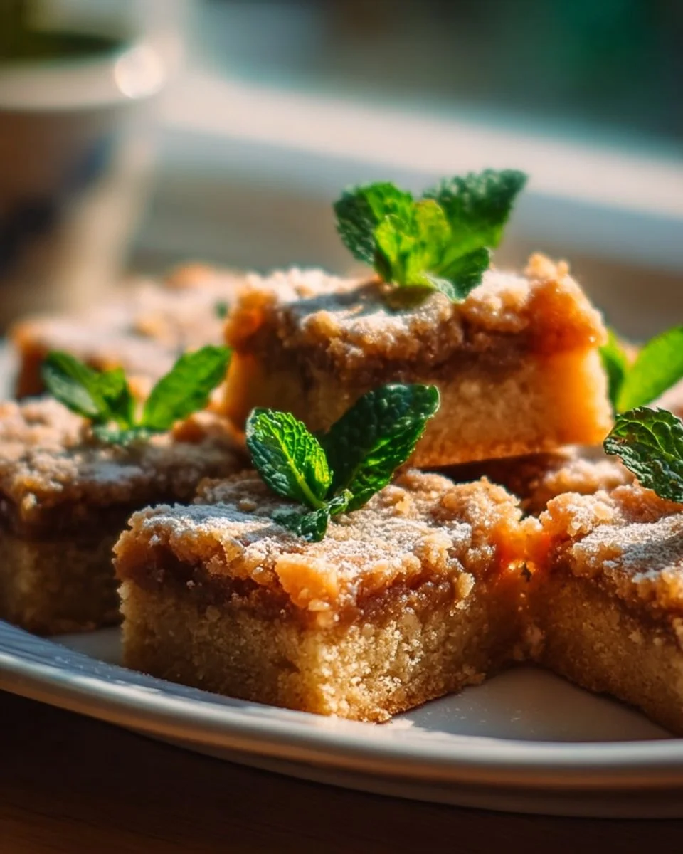 Delicious Brown Butter Toffee Shortbread Bars with a caramel drizzle
