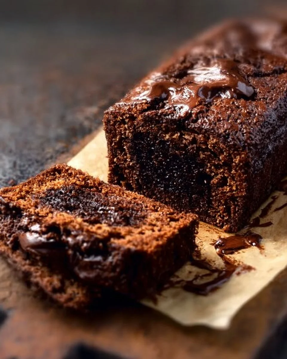 Delicious double chocolate banana bread loaf fresh out of the oven