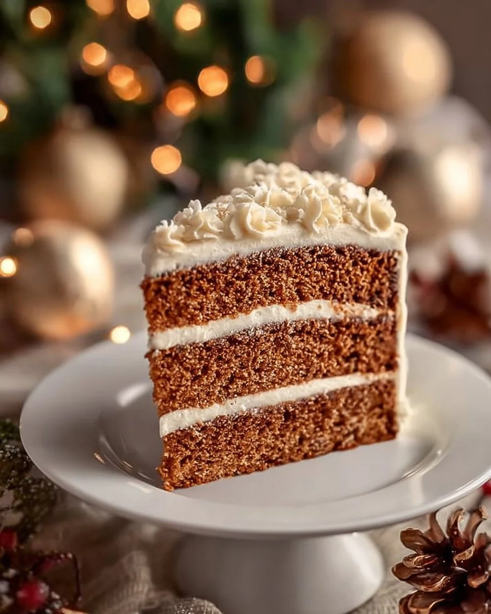 Delicious Easy Christmas Gingerbread Cake decorated with festive icing.