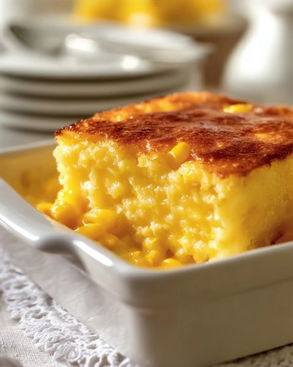 Delicious and easy Jiffy corn casserole fresh out of the oven