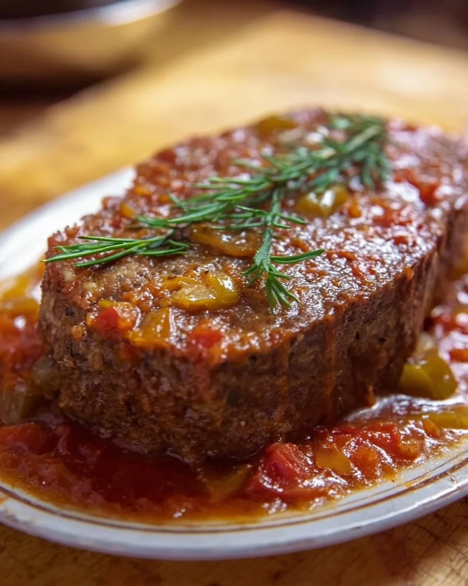 Delicious homemade meatloaf served with sides on a plate