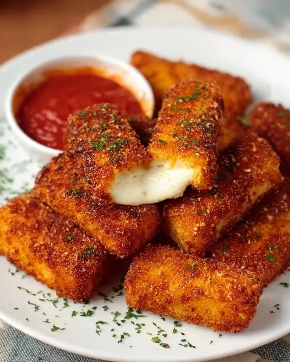 Delicious Nashville hot mozzarella sticks served with dipping sauce