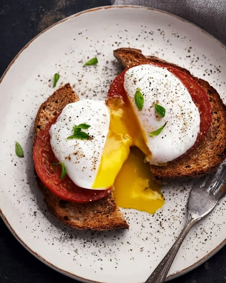 Perfectly poached eggs served on toast with garnish