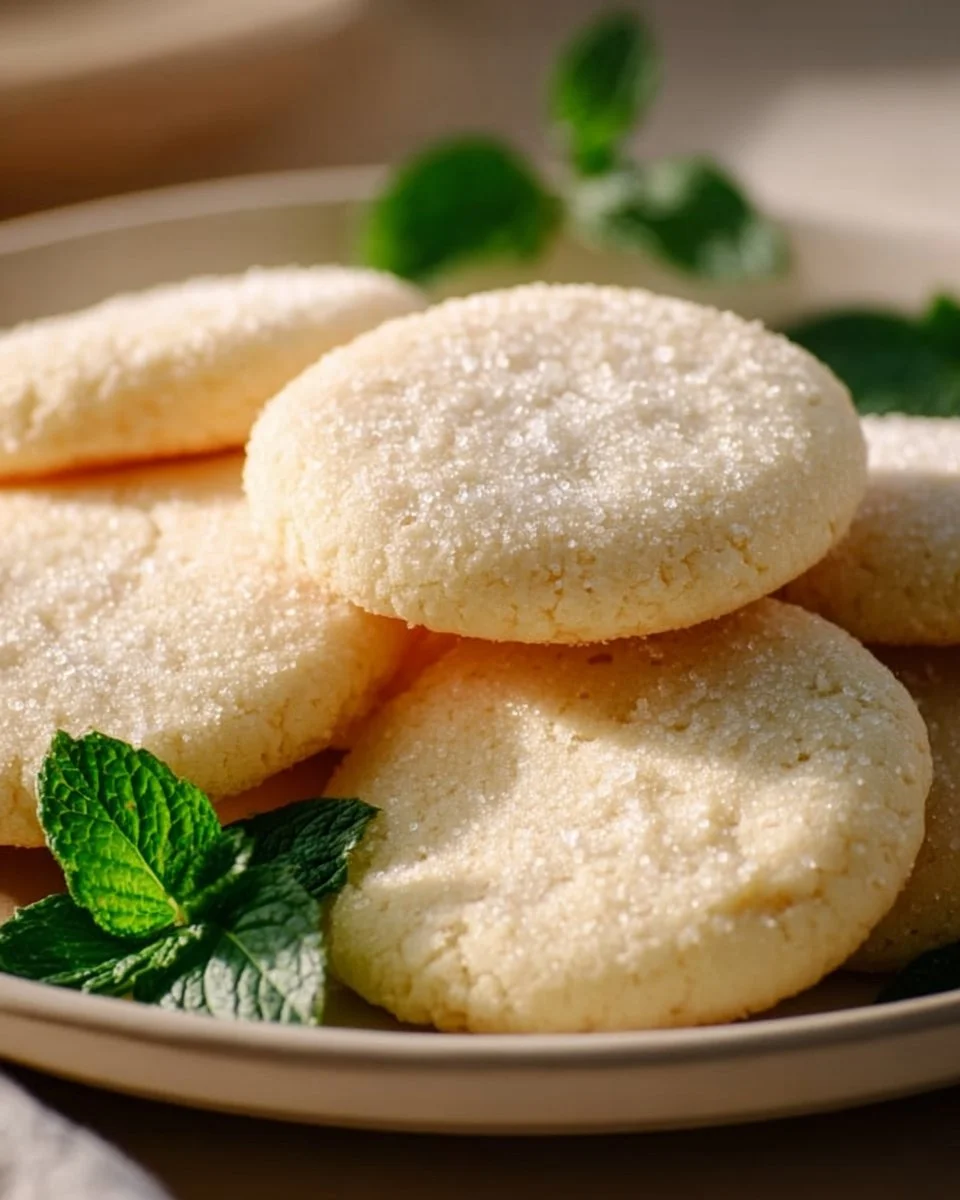 Soft and fluffy sugar cookies on a plate with colorful sprinkles