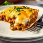 Cheesy Tex-Mex John Wayne Casserole served in a dish