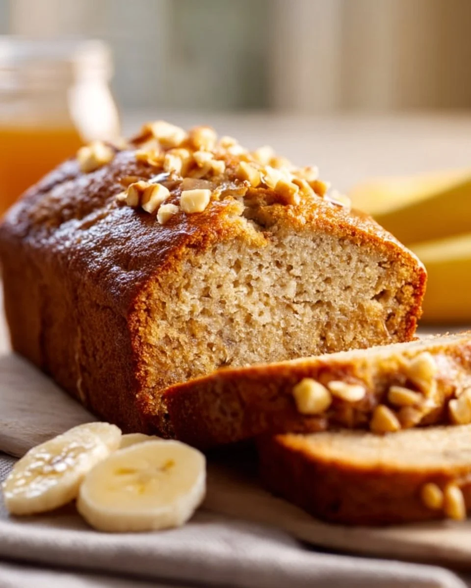 Gluten free banana bread loaf fresh out of the oven