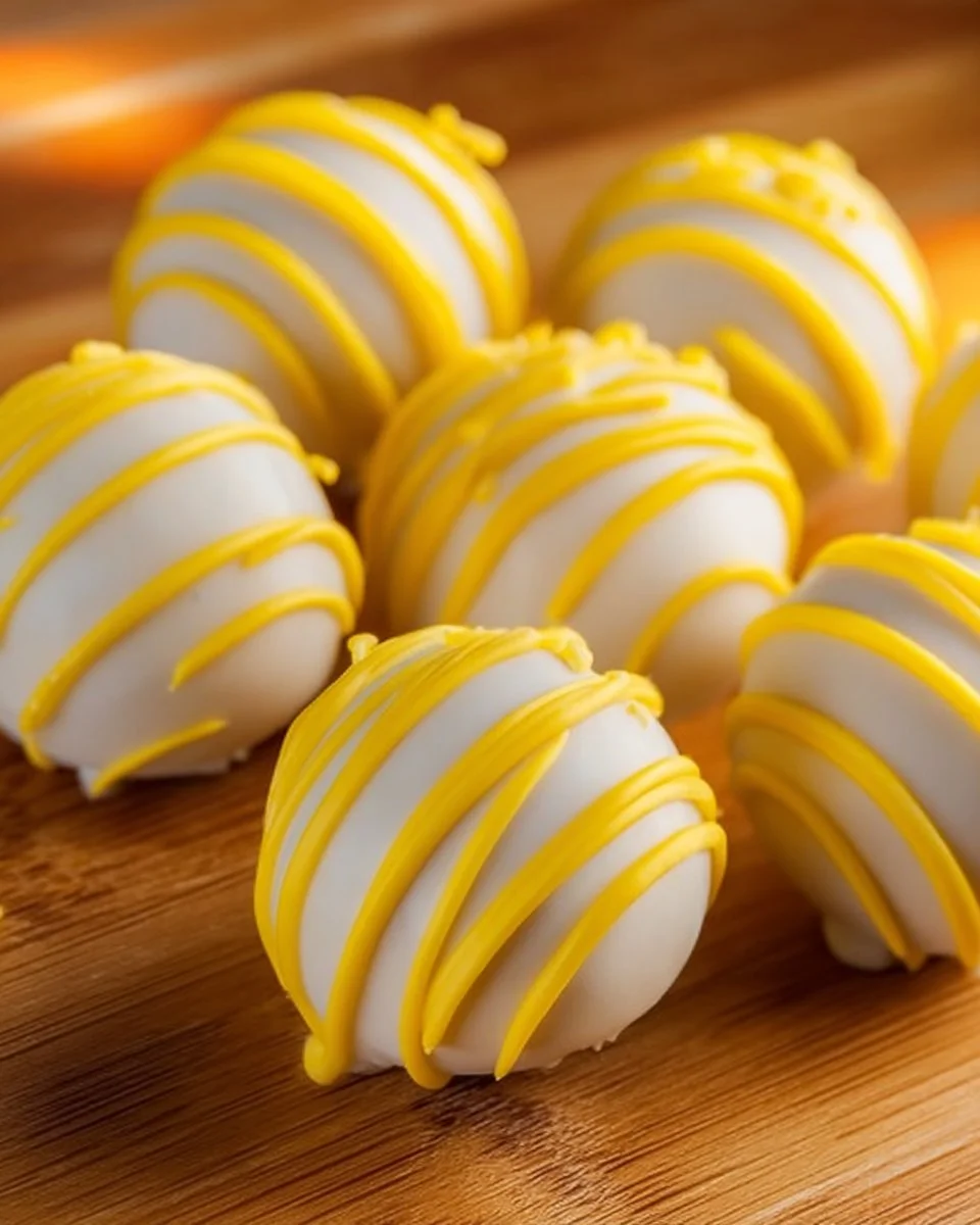 Delicious no bake lemon Oreo balls topped with zest and chocolate.