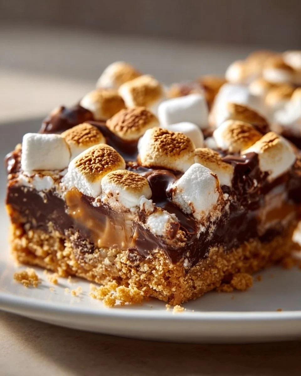 Delicious peanut butter marshmallow treats on a plate