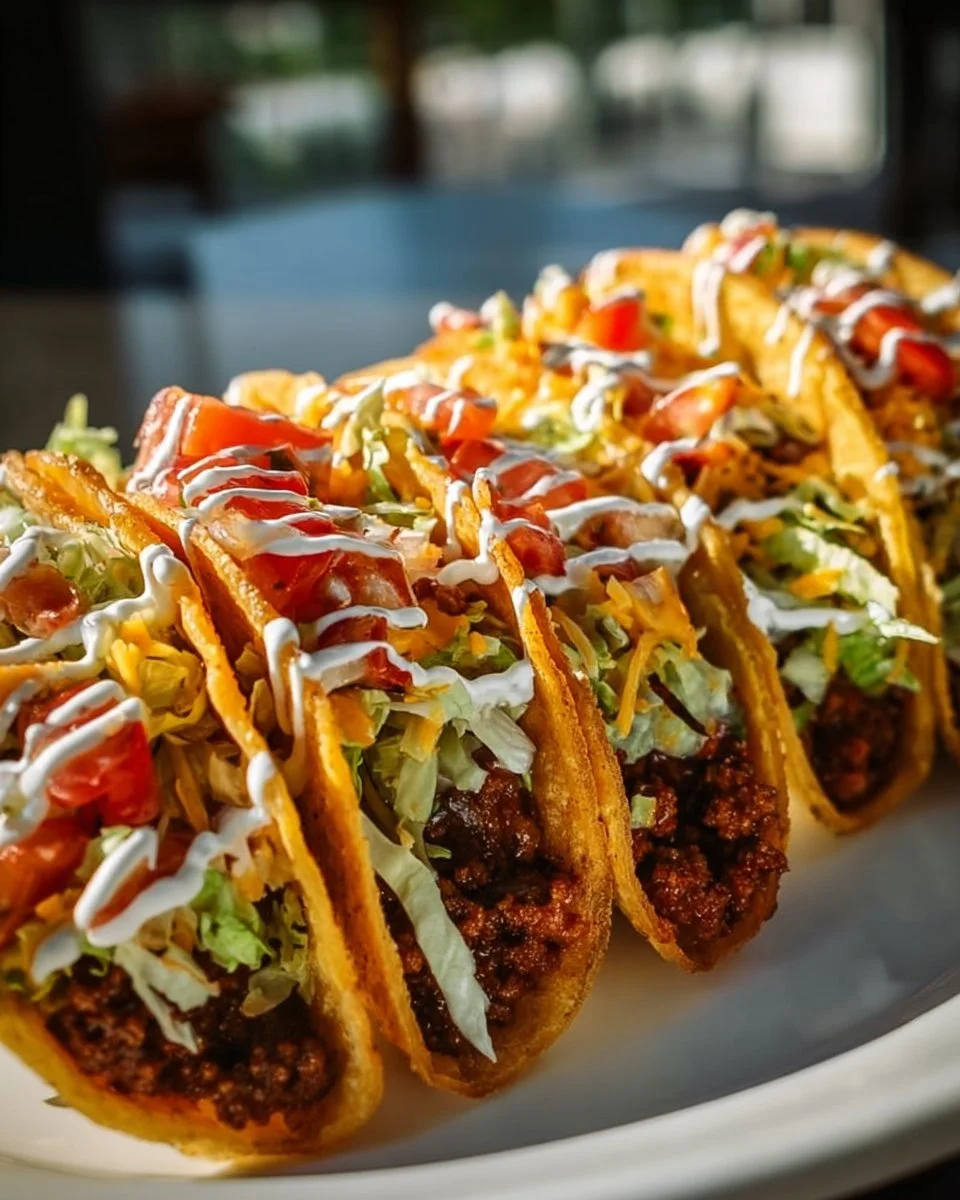 Delicious smash burger tacos with toppings served on a plate