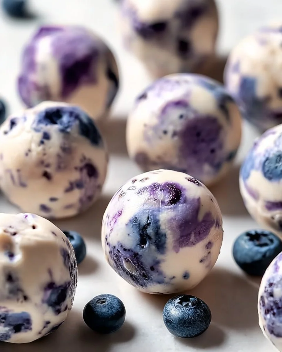 Delicious Blueberry Cheesecake Protein Bites ready to enjoy as a healthy snack