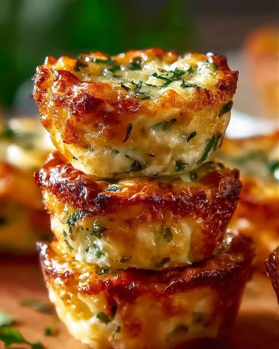 Crispy Parmesan zucchini muffins on a wooden table for healthy snacking